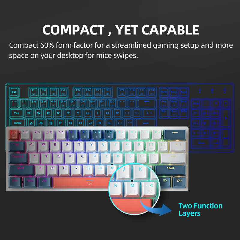 K500-B61 Мини-механическая кла – обзор и цена Gaming Keyboard Hot Swappable